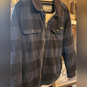 Eddie Bauer Men's Navy Plaid Shirt Jacket